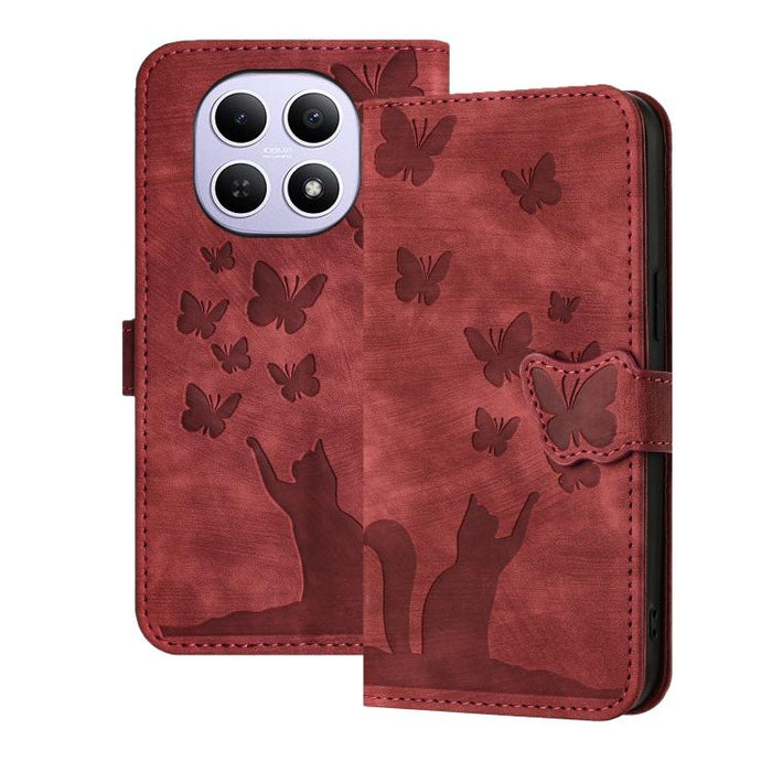 Funda de cuero con tapa para teléfono con estampado de gato y mariposa, For Redmi Note 15 Pro+ 5G Global 163.3mm, For Redmi Note 15 4G / 5G Global 164mm, For Redmi Note 15 Pro 4G Global 163.2mm, For Redmi Note 15 Pro 5G Global 163.6mm                  ...
