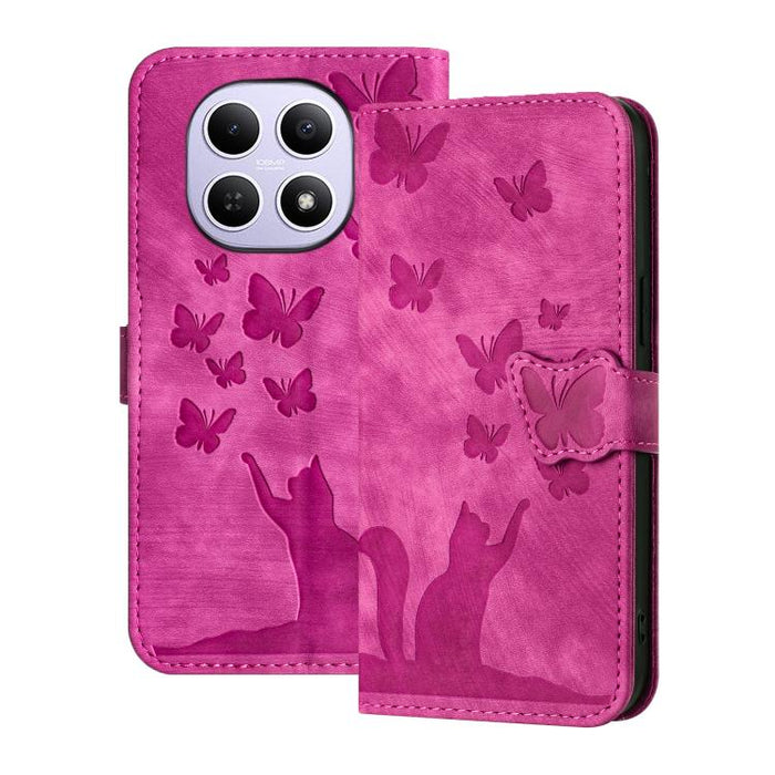 Funda de cuero con tapa para teléfono con estampado de gato y mariposa, For Redmi Note 15 Pro+ 5G Global 163.3mm, For Redmi Note 15 4G / 5G Global 164mm, For Redmi Note 15 Pro 4G Global 163.2mm, For Redmi Note 15 Pro 5G Global 163.6mm                  ...
