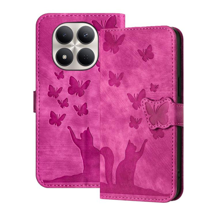 Funda de cuero con tapa para teléfono con estampado de gato y mariposa, For Redmi Note 15 Pro+ 5G Global 163.3mm, For Redmi Note 15 4G / 5G Global 164mm, For Redmi Note 15 Pro 4G Global 163.2mm, For Redmi Note 15 Pro 5G Global 163.6mm                  ...
