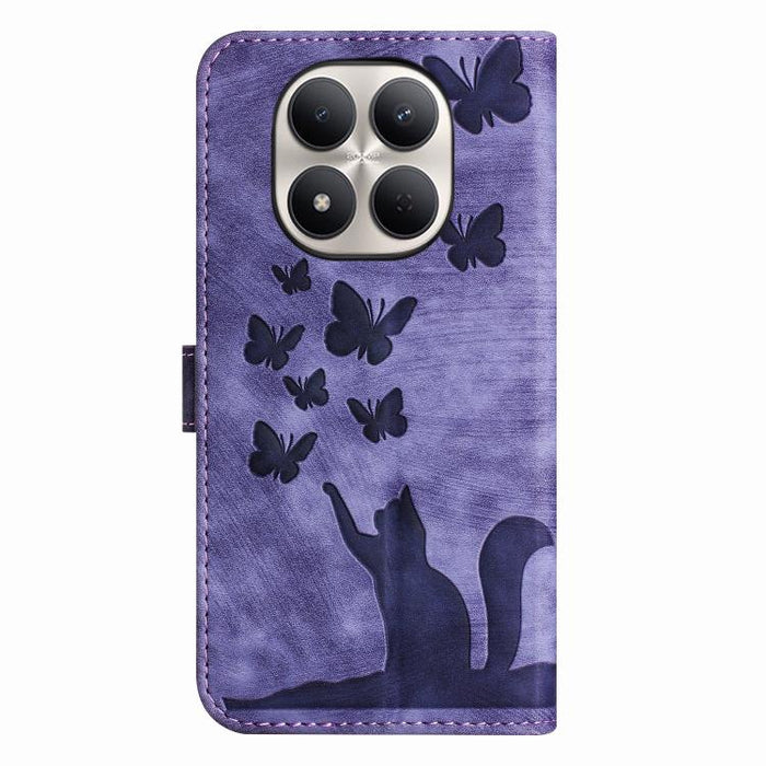 Funda de cuero con tapa para teléfono con estampado de gato y mariposa, For Redmi Note 15 Pro+ 5G Global 163.3mm, For Redmi Note 15 4G / 5G Global 164mm, For Redmi Note 15 Pro 4G Global 163.2mm, For Redmi Note 15 Pro 5G Global 163.6mm                  ...