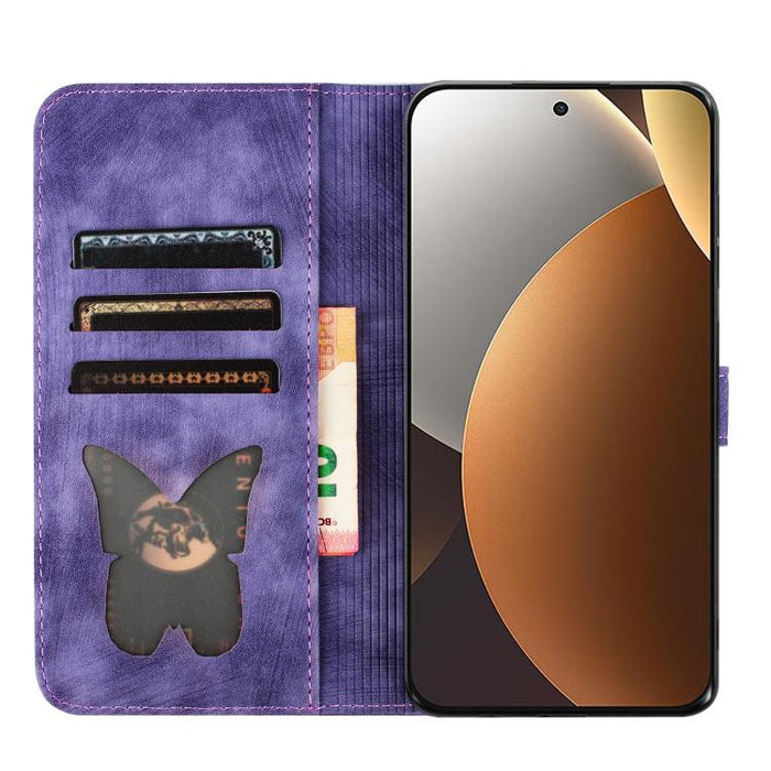 Funda de cuero con tapa para teléfono con estampado de gato y mariposa, For Redmi Note 15 Pro+ 5G Global 163.3mm, For Redmi Note 15 4G / 5G Global 164mm, For Redmi Note 15 Pro 4G Global 163.2mm, For Redmi Note 15 Pro 5G Global 163.6mm                  ...