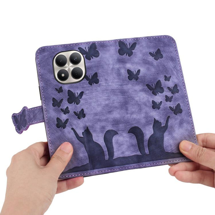Funda de cuero con tapa para teléfono con estampado de gato y mariposa, For Redmi Note 15 Pro+ 5G Global 163.3mm, For Redmi Note 15 4G / 5G Global 164mm, For Redmi Note 15 Pro 4G Global 163.2mm, For Redmi Note 15 Pro 5G Global 163.6mm                  ...