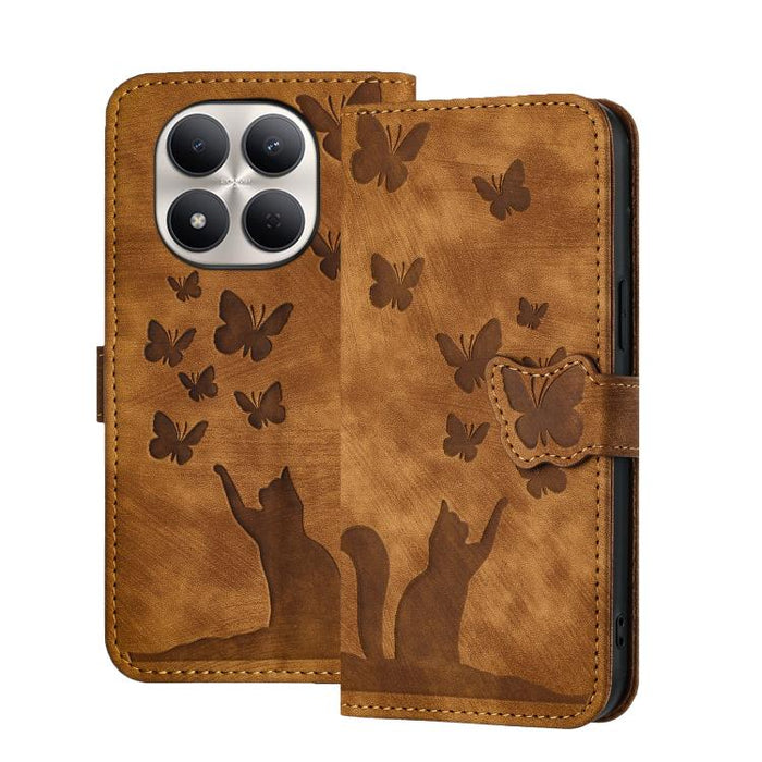 Funda de cuero con tapa para teléfono con estampado de gato y mariposa, For Redmi Note 15 Pro+ 5G Global 163.3mm, For Redmi Note 15 4G / 5G Global 164mm, For Redmi Note 15 Pro 4G Global 163.2mm, For Redmi Note 15 Pro 5G Global 163.6mm                  ...