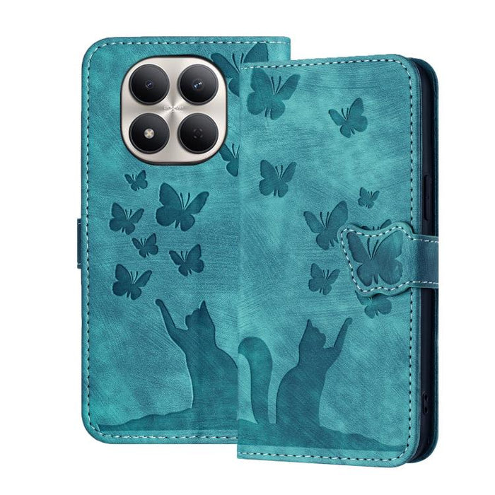 Funda de cuero con tapa para teléfono con estampado de gato y mariposa, For Redmi Note 15 Pro+ 5G Global 163.3mm, For Redmi Note 15 4G / 5G Global 164mm, For Redmi Note 15 Pro 4G Global 163.2mm, For Redmi Note 15 Pro 5G Global 163.6mm                  ...