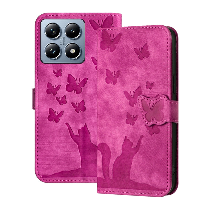 Funda de cuero con tapa para teléfono con estampado de gato y mariposa, For Xiaomi 15T Pro 5G, For Xiaomi 15T 5G, For Xiaomi Poco C75, For Xiaomi 14T Pro, For Xiaomi 14T