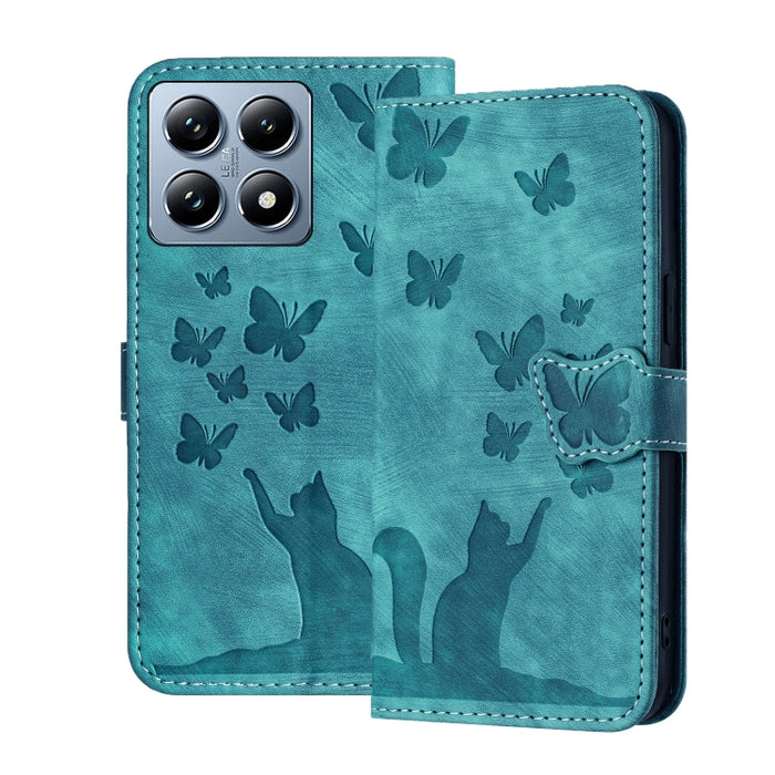 Funda de cuero con tapa para teléfono con estampado de gato y mariposa, For Xiaomi 15T Pro 5G, For Xiaomi 15T 5G, For Xiaomi Poco C75, For Xiaomi 14T Pro, For Xiaomi 14T