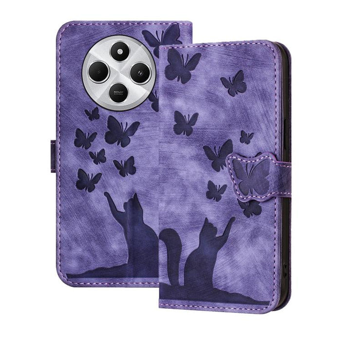 Funda de cuero con tapa para teléfono con estampado de gato y mariposa, For Xiaomi 15T Pro 5G, For Xiaomi 15T 5G, For Xiaomi Poco C75, For Xiaomi 14T Pro, For Xiaomi 14T