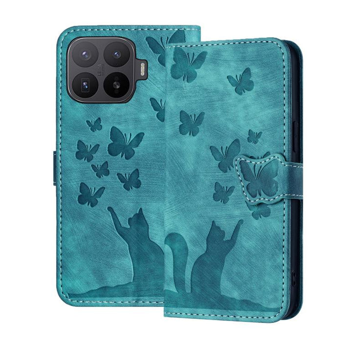 Funda de cuero con tapa para teléfono con estampado de gato y mariposa, For Xiaomi 15T Pro 5G, For Xiaomi 15T 5G, For Xiaomi Poco C75, For Xiaomi 14T Pro, For Xiaomi 14T