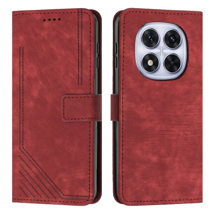 Funda de cuero para teléfono con diseño de rayas y tacto agradable al tacto con cordón largo, For Redmi 15a 5G, For Redmi A7 Pro 4G 171mm, For Redmi Turbo 5 Max / Poco X8 Pro Max 5G, For Redmi Turbo 5 / Poco X8 Pro 5G                                   ...