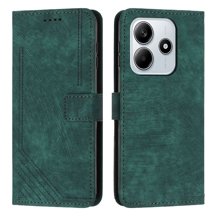 Funda de cuero para teléfono con diseño de rayas y tacto agradable al tacto con cordón largo, For Redmi Turbo 4 / Xiaomi Poco X7 Pro, For Redmi K80 / K80 Pro, For Redmi Note 14 4G 163.25mm, For Redmi Note 14 5G Global
