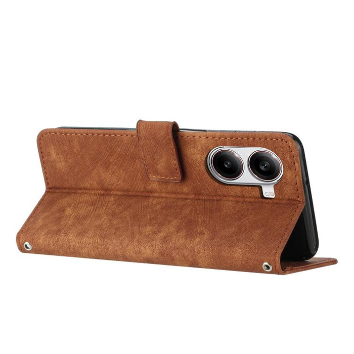 Funda de cuero para teléfono con diseño de rayas y tacto agradable al tacto con cordón largo, For Redmi Turbo 4 / Xiaomi Poco X7 Pro, For Redmi K80 / K80 Pro, For Redmi Note 14 4G 163.25mm, For Redmi Note 14 5G Global