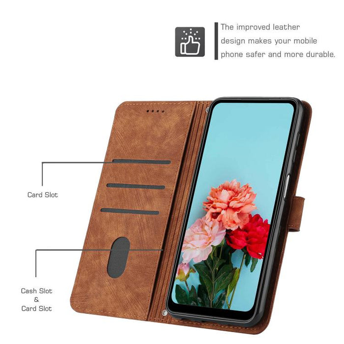 Funda de cuero para teléfono con diseño de rayas y tacto agradable al tacto con cordón largo, For Redmi Turbo 4 / Xiaomi Poco X7 Pro, For Redmi K80 / K80 Pro, For Redmi Note 14 4G 163.25mm, For Redmi Note 14 5G Global