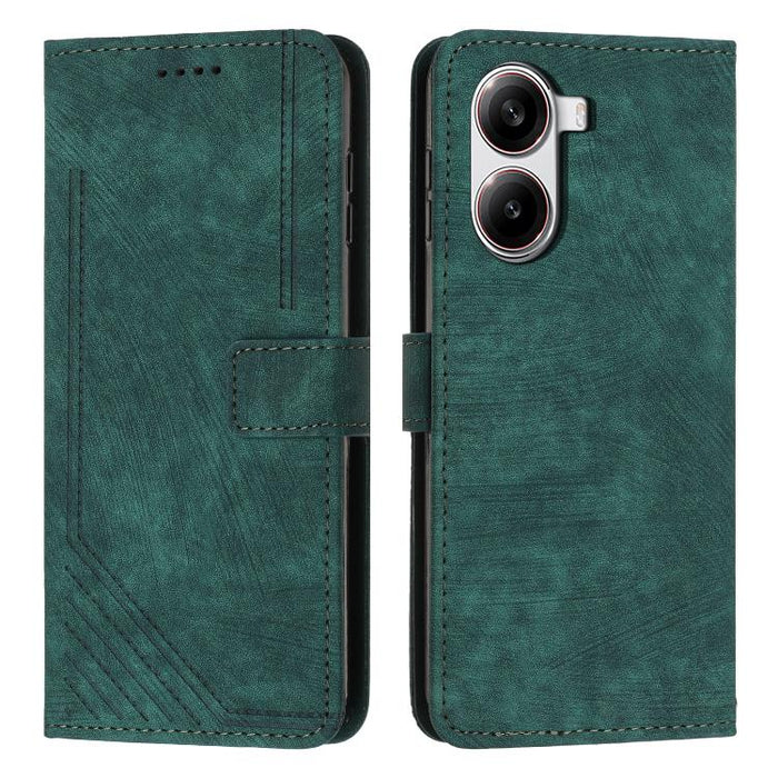 Funda de cuero para teléfono con diseño de rayas y tacto agradable al tacto con cordón largo, For Redmi Turbo 4 / Xiaomi Poco X7 Pro, For Redmi K80 / K80 Pro, For Redmi Note 14 4G 163.25mm, For Redmi Note 14 5G Global