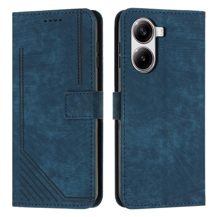Funda de cuero para teléfono con diseño de rayas y tacto agradable al tacto con cordón largo, For Redmi Turbo 4 / Xiaomi Poco X7 Pro, For Redmi K80 / K80 Pro, For Redmi Note 14 4G 163.25mm, For Redmi Note 14 5G Global