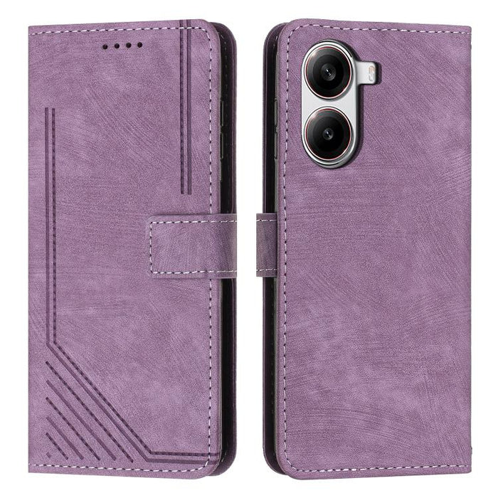 Funda de cuero para teléfono con diseño de rayas y tacto agradable al tacto con cordón largo, For Redmi Turbo 4 / Xiaomi Poco X7 Pro, For Redmi K80 / K80 Pro, For Redmi Note 14 4G 163.25mm, For Redmi Note 14 5G Global