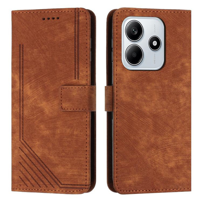 Funda de cuero para teléfono con diseño de rayas y tacto agradable al tacto con cordón largo, For Redmi Turbo 4 / Xiaomi Poco X7 Pro, For Redmi K80 / K80 Pro, For Redmi Note 14 4G 163.25mm, For Redmi Note 14 5G Global