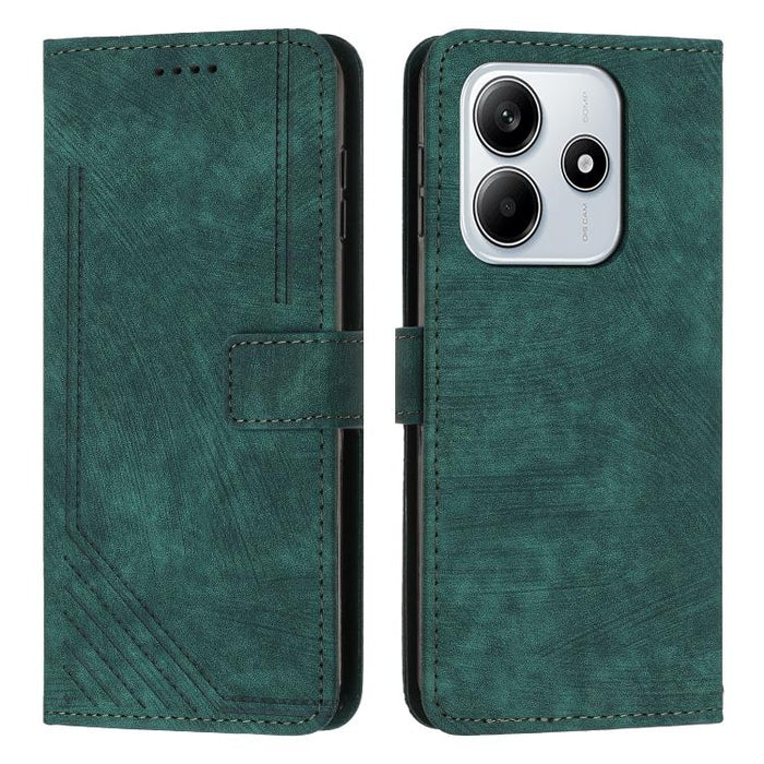 Funda de cuero para teléfono con diseño de rayas y tacto agradable al tacto con cordón largo, For Redmi Turbo 4 / Xiaomi Poco X7 Pro, For Redmi K80 / K80 Pro, For Redmi Note 14 4G 163.25mm, For Redmi Note 14 5G Global