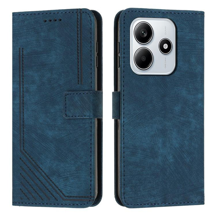 Funda de cuero para teléfono con diseño de rayas y tacto agradable al tacto con cordón largo, For Redmi Turbo 4 / Xiaomi Poco X7 Pro, For Redmi K80 / K80 Pro, For Redmi Note 14 4G 163.25mm, For Redmi Note 14 5G Global