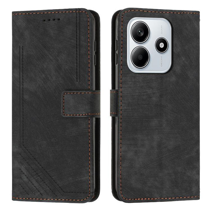 Funda de cuero para teléfono con diseño de rayas y tacto agradable al tacto con cordón largo, For Redmi Turbo 4 / Xiaomi Poco X7 Pro, For Redmi K80 / K80 Pro, For Redmi Note 14 4G 163.25mm, For Redmi Note 14 5G Global