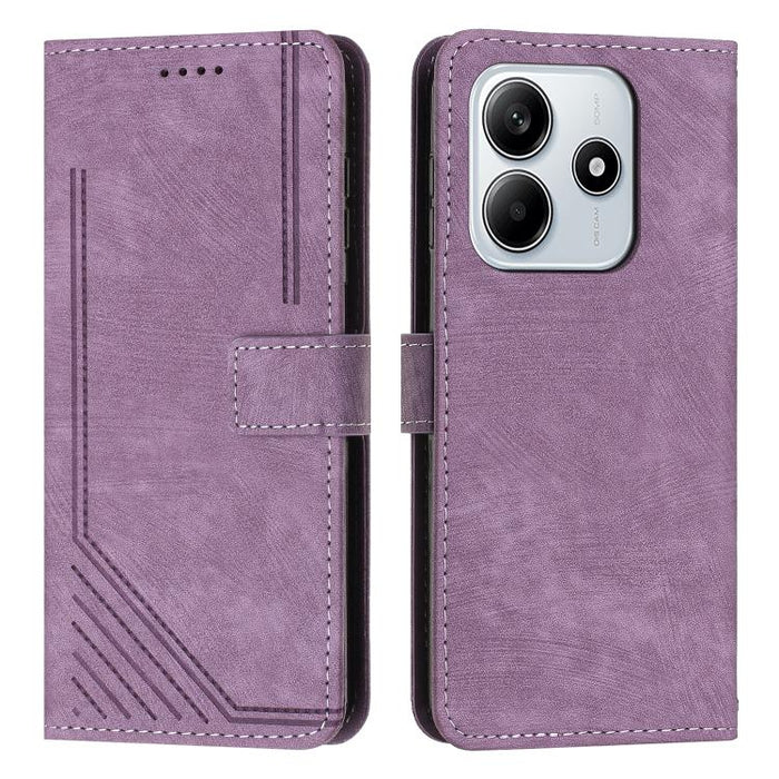 Funda de cuero para teléfono con diseño de rayas y tacto agradable al tacto con cordón largo, For Redmi Turbo 4 / Xiaomi Poco X7 Pro, For Redmi K80 / K80 Pro, For Redmi Note 14 4G 163.25mm, For Redmi Note 14 5G Global