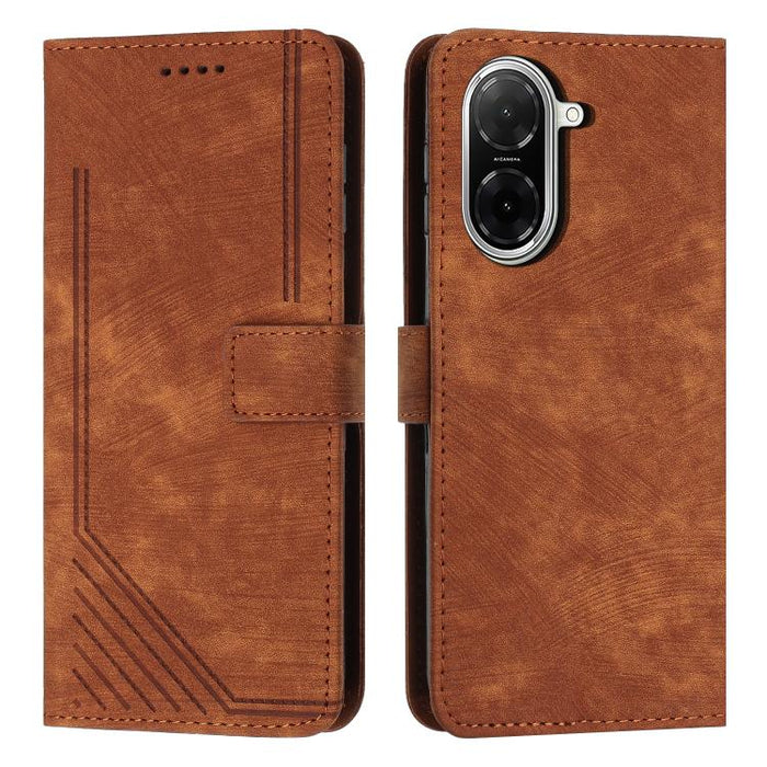 Funda de cuero para teléfono con diseño de rayas y tacto agradable al tacto con cordón largo, For Redmi 15a 5G, For Redmi A7 Pro 4G 171mm, For Redmi Turbo 5 Max / Poco X8 Pro Max 5G, For Redmi Turbo 5 / Poco X8 Pro 5G                                   ...