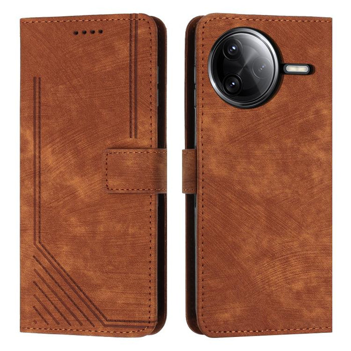 Funda de cuero para teléfono con diseño de rayas y tacto agradable al tacto con cordón largo, For Redmi Turbo 4 / Xiaomi Poco X7 Pro, For Redmi K80 / K80 Pro, For Redmi Note 14 4G 163.25mm, For Redmi Note 14 5G Global