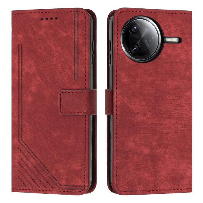 Funda de cuero para teléfono con diseño de rayas y tacto agradable al tacto con cordón largo, For Redmi Turbo 4 / Xiaomi Poco X7 Pro, For Redmi K80 / K80 Pro, For Redmi Note 14 4G 163.25mm, For Redmi Note 14 5G Global
