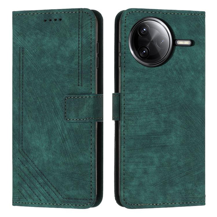 Funda de cuero para teléfono con diseño de rayas y tacto agradable al tacto con cordón largo, For Redmi Turbo 4 / Xiaomi Poco X7 Pro, For Redmi K80 / K80 Pro, For Redmi Note 14 4G 163.25mm, For Redmi Note 14 5G Global