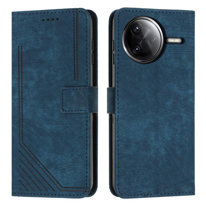 Funda de cuero para teléfono con diseño de rayas y tacto agradable al tacto con cordón largo, For Redmi Turbo 4 / Xiaomi Poco X7 Pro, For Redmi K80 / K80 Pro, For Redmi Note 14 4G 163.25mm, For Redmi Note 14 5G Global