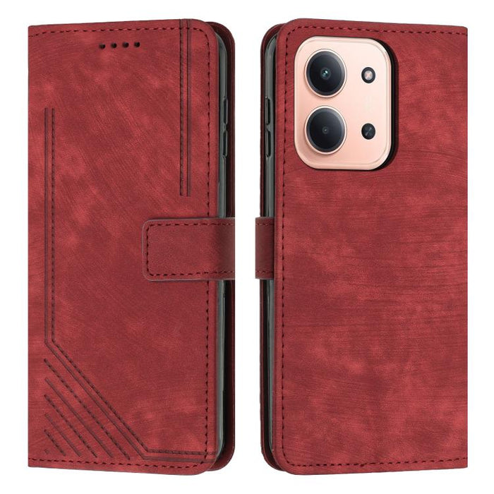 Funda de cuero para teléfono con diseño de rayas y tacto agradable al tacto con cordón largo, For Redmi 15a 5G, For Redmi A7 Pro 4G 171mm, For Redmi Turbo 5 Max / Poco X8 Pro Max 5G, For Redmi Turbo 5 / Poco X8 Pro 5G                                   ...