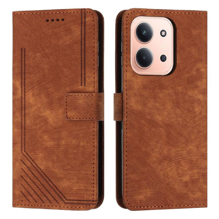 Funda de cuero para teléfono con diseño de rayas y tacto agradable al tacto con cordón largo, For Redmi 15a 5G, For Redmi A7 Pro 4G 171mm, For Redmi Turbo 5 Max / Poco X8 Pro Max 5G, For Redmi Turbo 5 / Poco X8 Pro 5G                                   ...