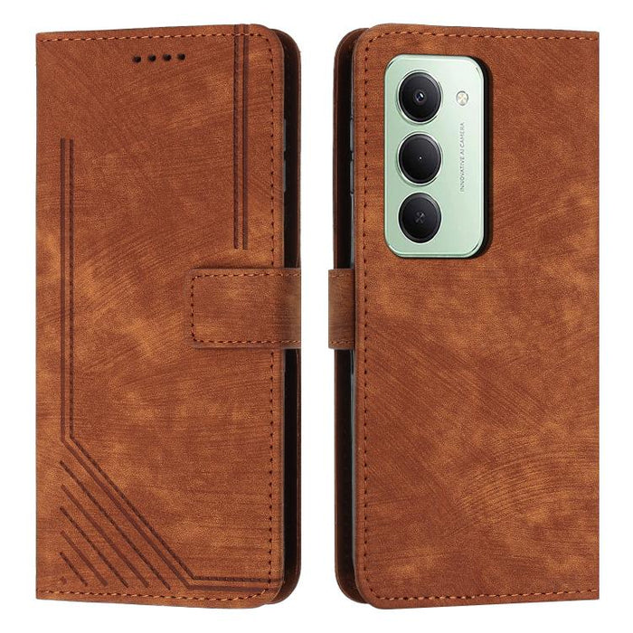 Funda de cuero para teléfono con diseño de rayas y tacto agradable al tacto con cordón largo, For Redmi 15a 5G, For Redmi A7 Pro 4G 171mm, For Redmi Turbo 5 Max / Poco X8 Pro Max 5G, For Redmi Turbo 5 / Poco X8 Pro 5G                                   ...