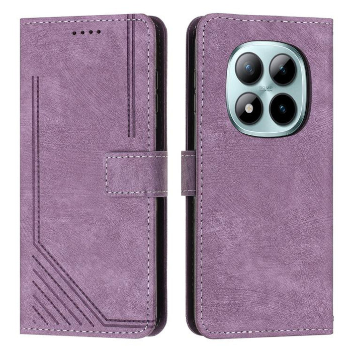 Funda de cuero para teléfono con diseño de rayas y tacto agradable al tacto con cordón largo, For Redmi 15a 5G, For Redmi A7 Pro 4G 171mm, For Redmi Turbo 5 Max / Poco X8 Pro Max 5G, For Redmi Turbo 5 / Poco X8 Pro 5G                                   ...
