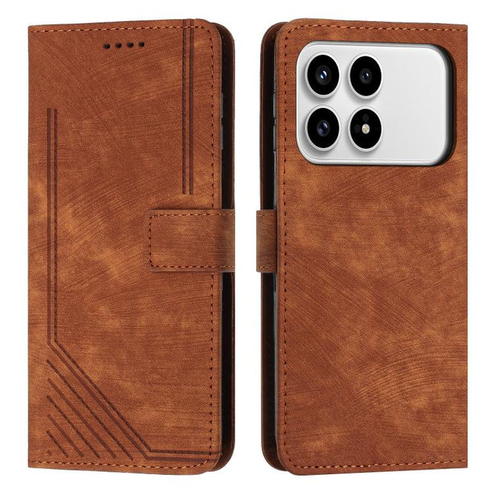 Funda de cuero para teléfono con diseño de rayas y tacto agradable al tacto con cordón largo, For Redmi 15a 5G, For Redmi A7 Pro 4G 171mm, For Redmi Turbo 5 Max / Poco X8 Pro Max 5G, For Redmi Turbo 5 / Poco X8 Pro 5G                                   ...