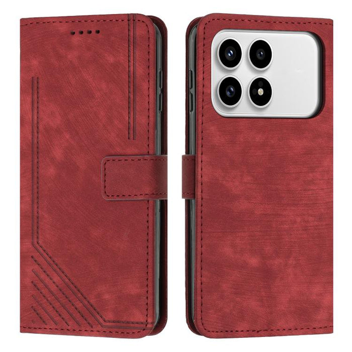 Funda de cuero para teléfono con diseño de rayas y tacto agradable al tacto con cordón largo, For Redmi 15a 5G, For Redmi A7 Pro 4G 171mm, For Redmi Turbo 5 Max / Poco X8 Pro Max 5G, For Redmi Turbo 5 / Poco X8 Pro 5G                                   ...
