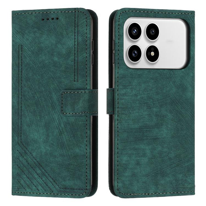 Funda de cuero para teléfono con diseño de rayas y tacto agradable al tacto con cordón largo, For Redmi 15a 5G, For Redmi A7 Pro 4G 171mm, For Redmi Turbo 5 Max / Poco X8 Pro Max 5G, For Redmi Turbo 5 / Poco X8 Pro 5G                                   ...