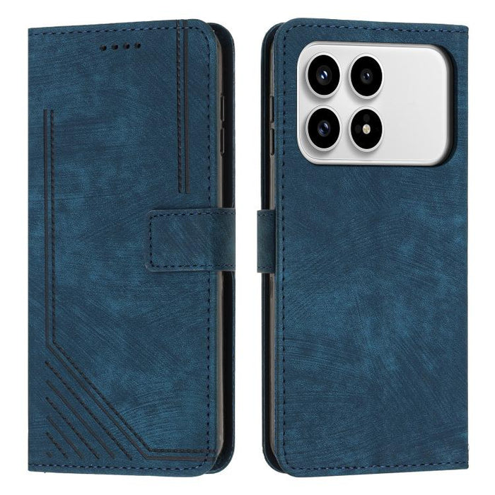 Funda de cuero para teléfono con diseño de rayas y tacto agradable al tacto con cordón largo, For Redmi 15a 5G, For Redmi A7 Pro 4G 171mm, For Redmi Turbo 5 Max / Poco X8 Pro Max 5G, For Redmi Turbo 5 / Poco X8 Pro 5G                                   ...