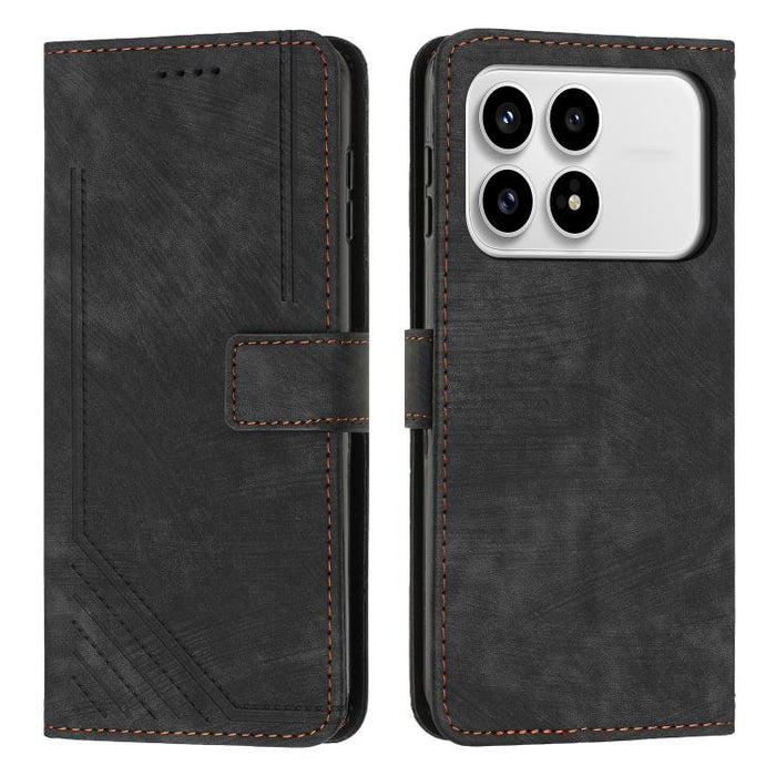 Funda de cuero para teléfono con diseño de rayas y tacto agradable al tacto con cordón largo, For Redmi 15a 5G, For Redmi A7 Pro 4G 171mm, For Redmi Turbo 5 Max / Poco X8 Pro Max 5G, For Redmi Turbo 5 / Poco X8 Pro 5G                                   ...