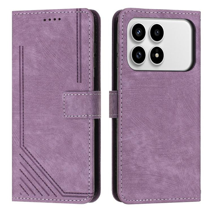 Funda de cuero para teléfono con diseño de rayas y tacto agradable al tacto con cordón largo, For Redmi 15a 5G, For Redmi A7 Pro 4G 171mm, For Redmi Turbo 5 Max / Poco X8 Pro Max 5G, For Redmi Turbo 5 / Poco X8 Pro 5G                                   ...
