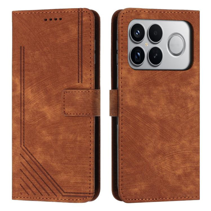 Funda de cuero para teléfono con diseño de rayas y tacto agradable al tacto con cordón largo, For Redmi 15a 5G, For Redmi A7 Pro 4G 171mm, For Redmi Turbo 5 Max / Poco X8 Pro Max 5G, For Redmi Turbo 5 / Poco X8 Pro 5G                                   ...