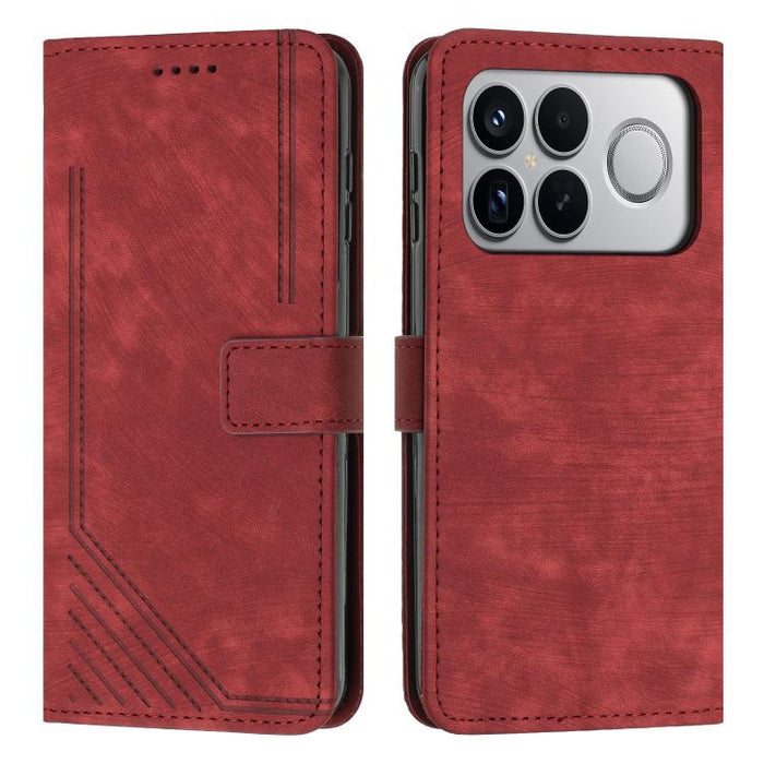 Funda de cuero para teléfono con diseño de rayas y tacto agradable al tacto con cordón largo, For Redmi 15a 5G, For Redmi A7 Pro 4G 171mm, For Redmi Turbo 5 Max / Poco X8 Pro Max 5G, For Redmi Turbo 5 / Poco X8 Pro 5G                                   ...