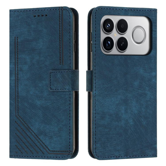 Funda de cuero para teléfono con diseño de rayas y tacto agradable al tacto con cordón largo, For Redmi 15a 5G, For Redmi A7 Pro 4G 171mm, For Redmi Turbo 5 Max / Poco X8 Pro Max 5G, For Redmi Turbo 5 / Poco X8 Pro 5G                                   ...
