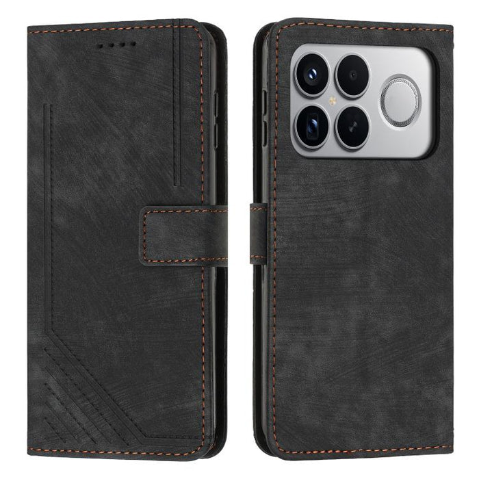 Funda de cuero para teléfono con diseño de rayas y tacto agradable al tacto con cordón largo, For Redmi 15a 5G, For Redmi A7 Pro 4G 171mm, For Redmi Turbo 5 Max / Poco X8 Pro Max 5G, For Redmi Turbo 5 / Poco X8 Pro 5G                                   ...