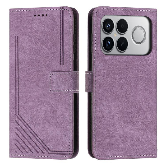 Funda de cuero para teléfono con diseño de rayas y tacto agradable al tacto con cordón largo, For Redmi 15a 5G, For Redmi A7 Pro 4G 171mm, For Redmi Turbo 5 Max / Poco X8 Pro Max 5G, For Redmi Turbo 5 / Poco X8 Pro 5G                                   ...