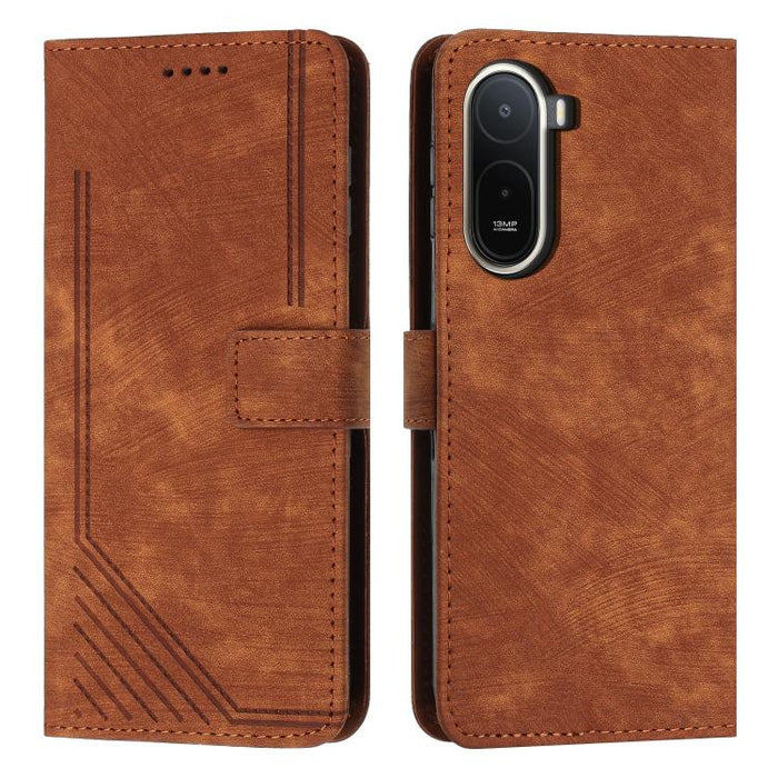 Funda de cuero para teléfono con diseño de rayas y tacto agradable al tacto con cordón largo, For Redmi 15a 5G, For Redmi A7 Pro 4G 171mm, For Redmi Turbo 5 Max / Poco X8 Pro Max 5G, For Redmi Turbo 5 / Poco X8 Pro 5G                                   ...