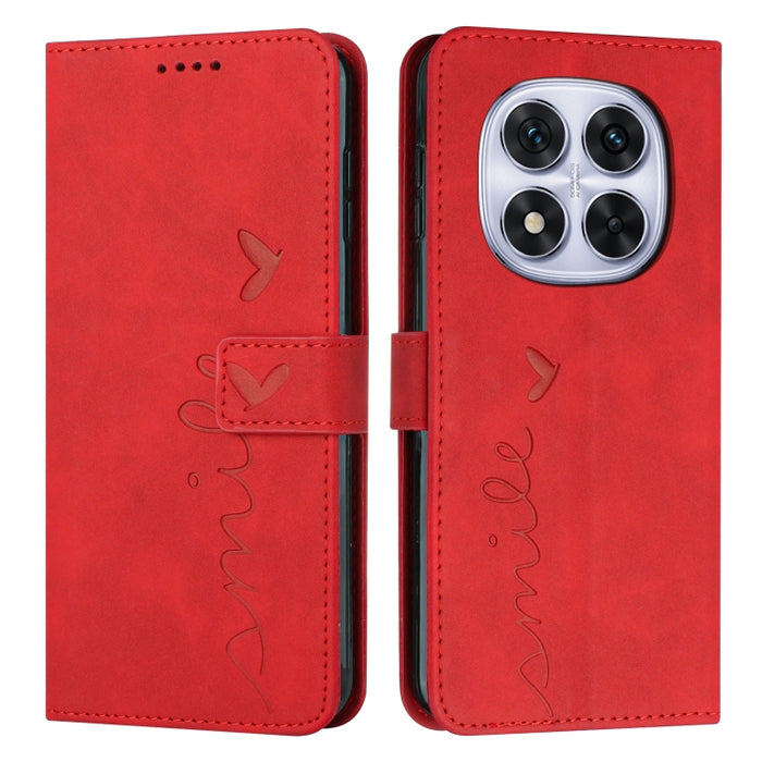 Funda para teléfono de piel con relieve de corazón y cordón largo, For Redmi Note 14 4G 163.25mm, For Redmi Note 14 5G Global