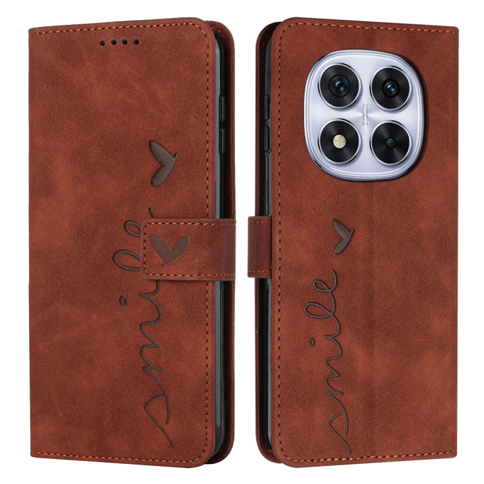 Funda para teléfono de piel con relieve de corazón y cordón largo, For Redmi Note 14 4G 163.25mm, For Redmi Note 14 5G Global