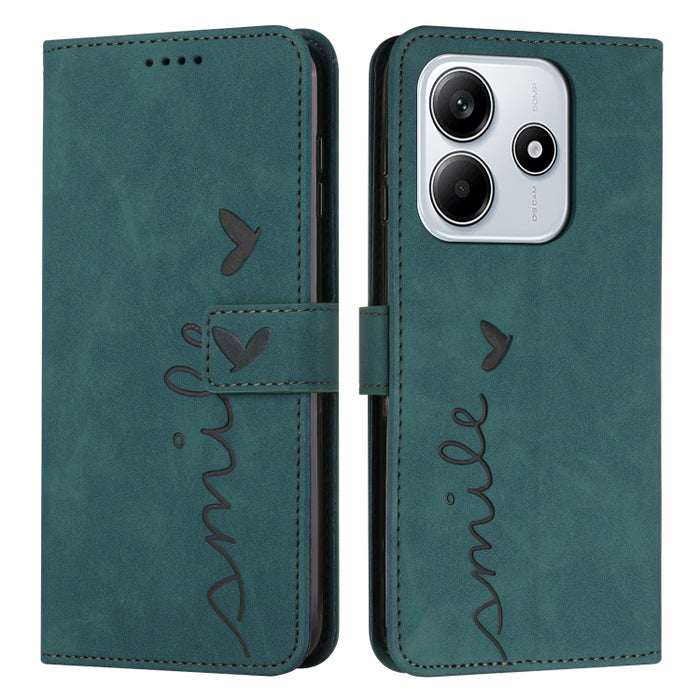 Funda para teléfono de piel con relieve de corazón y cordón largo, For Redmi Note 14 4G 163.25mm, For Redmi Note 14 5G Global