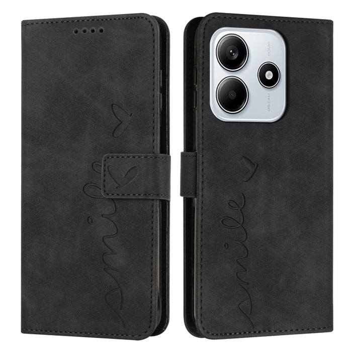 Funda para teléfono de piel con relieve de corazón y cordón largo, For Redmi Note 14 4G 163.25mm, For Redmi Note 14 5G Global