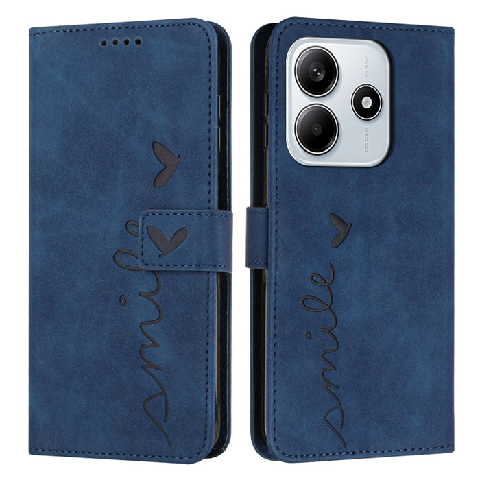 Funda para teléfono de piel con relieve de corazón y cordón largo, For Redmi Note 14 4G 163.25mm, For Redmi Note 14 5G Global